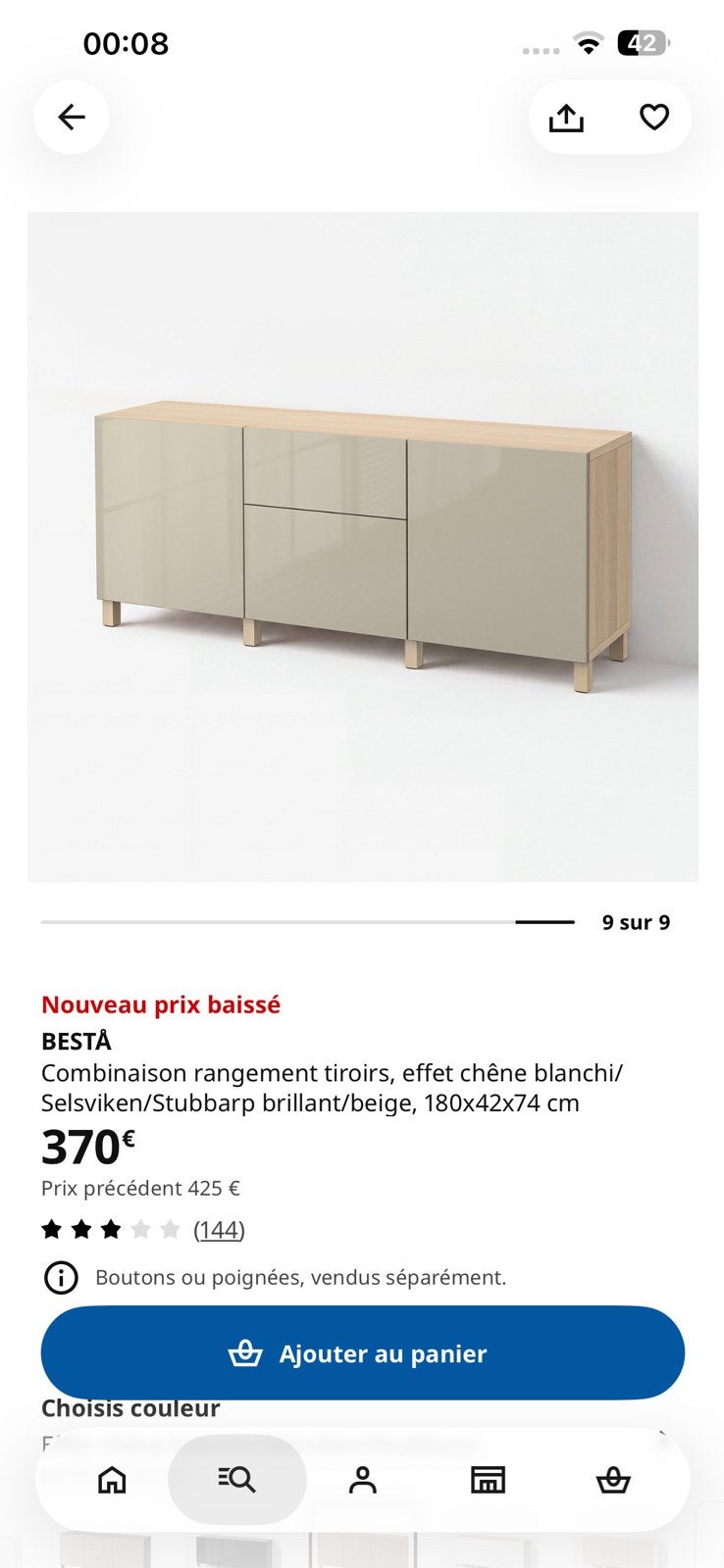 Meuble Ikea Besta 180cm, Enlèvement, Comme neuf, Avec porte(s)