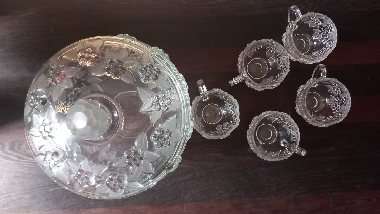 service pot en verre avec 5 tasses, Antiquités & Art, Enlèvement