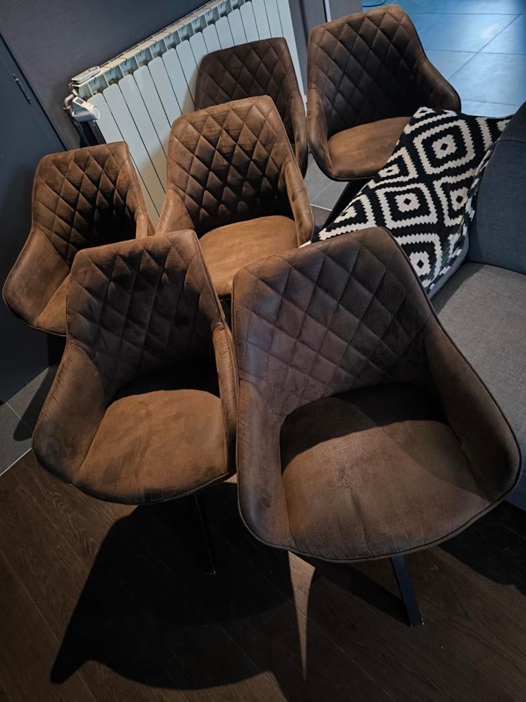 Chaise/fauteuil de salle à manger pivotant, Enlèvement, Utilisé, Brun, Cinq, Six Chaises ou plus