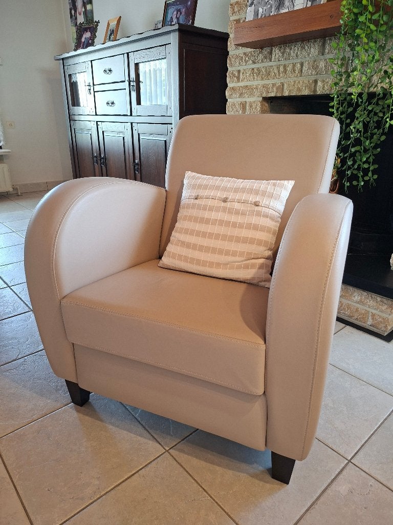 Set van 4 beige design clubfauteuils (uitstekende staat), Moins de 75 cm, Moderne clubfauteuils (art deco design), Comme neuf