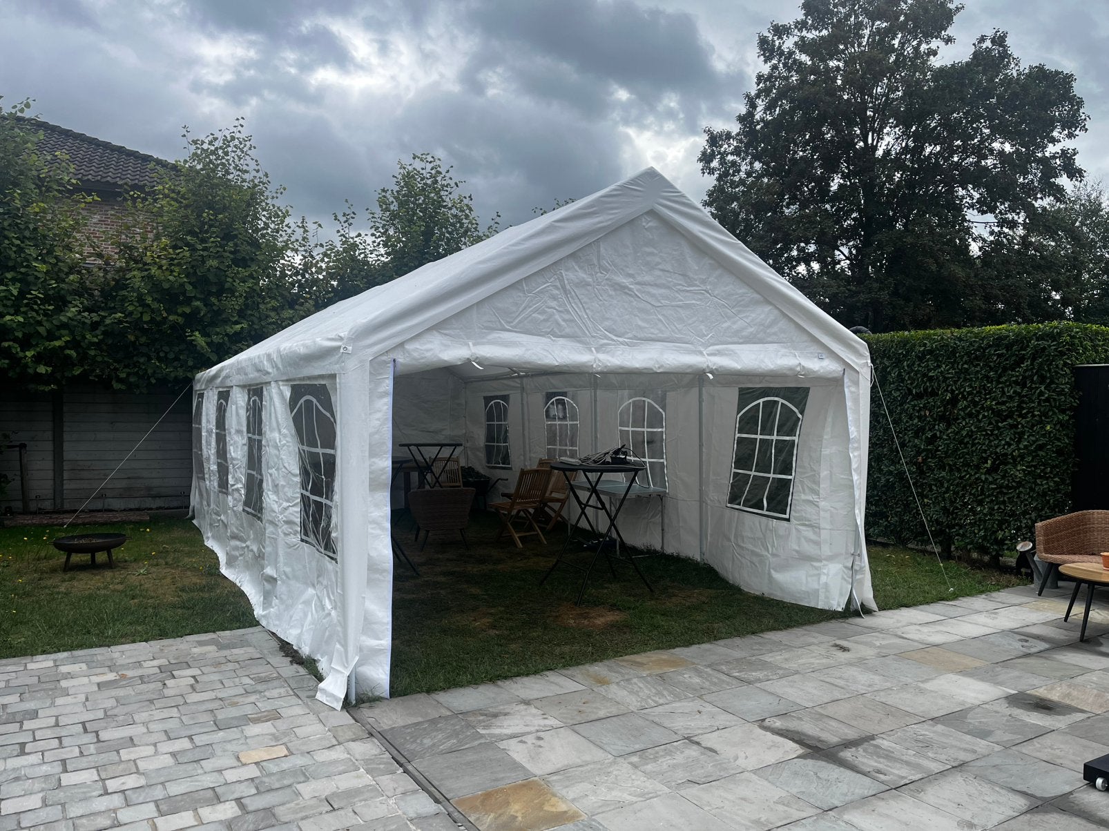 Partytent 4x8 | Water- en winddicht, Ophalen, Zo goed als nieuw, Partytent