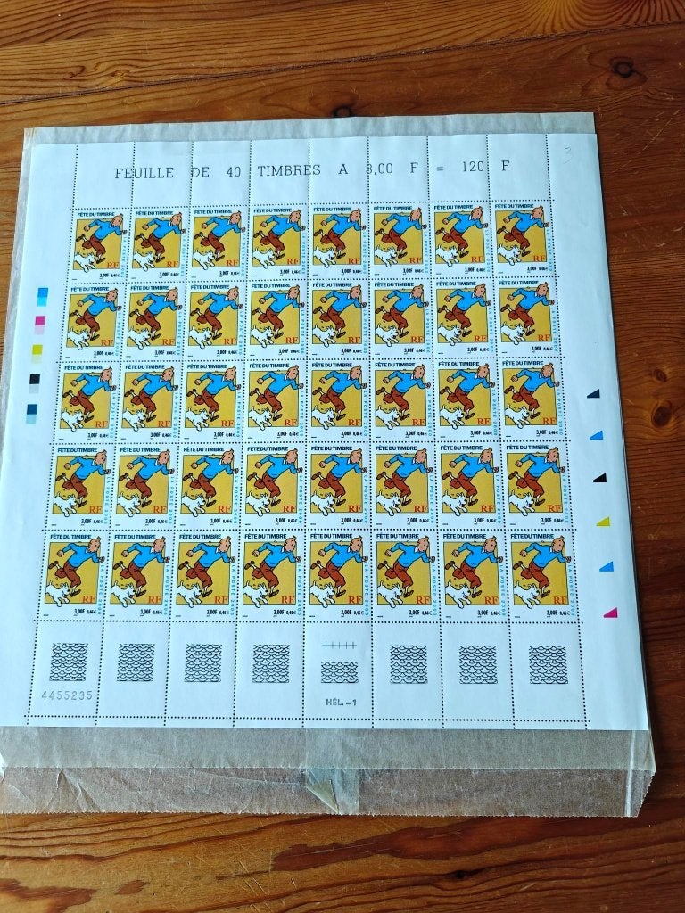 vel met 40 postzegels "fête du timbre" 2000 - Kuifje, Frankeerzegel, Ophalen of Verzenden, Zonder stempel, Postfris