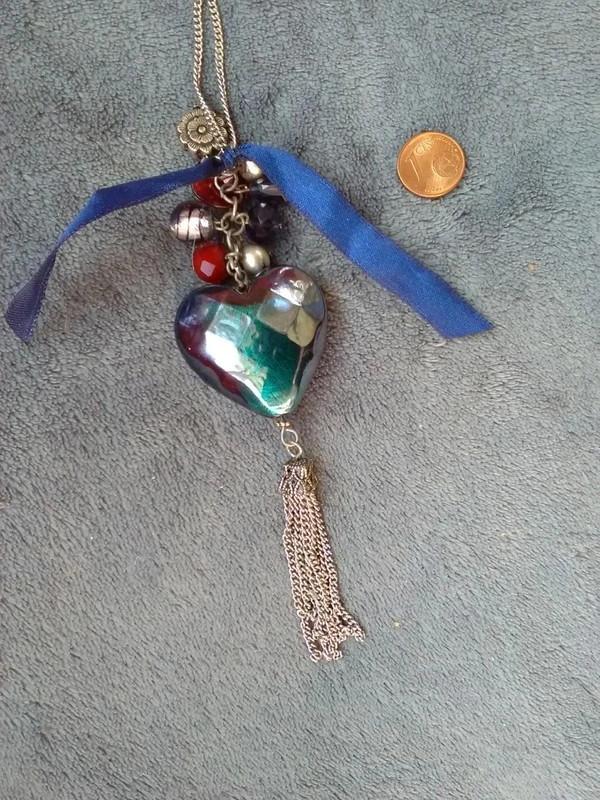 Verstelbare zilveren ketting met harthanger en bedeltjes, Handtassen en Accessoires, Kettingen, Overige materialen, Verstelbaar