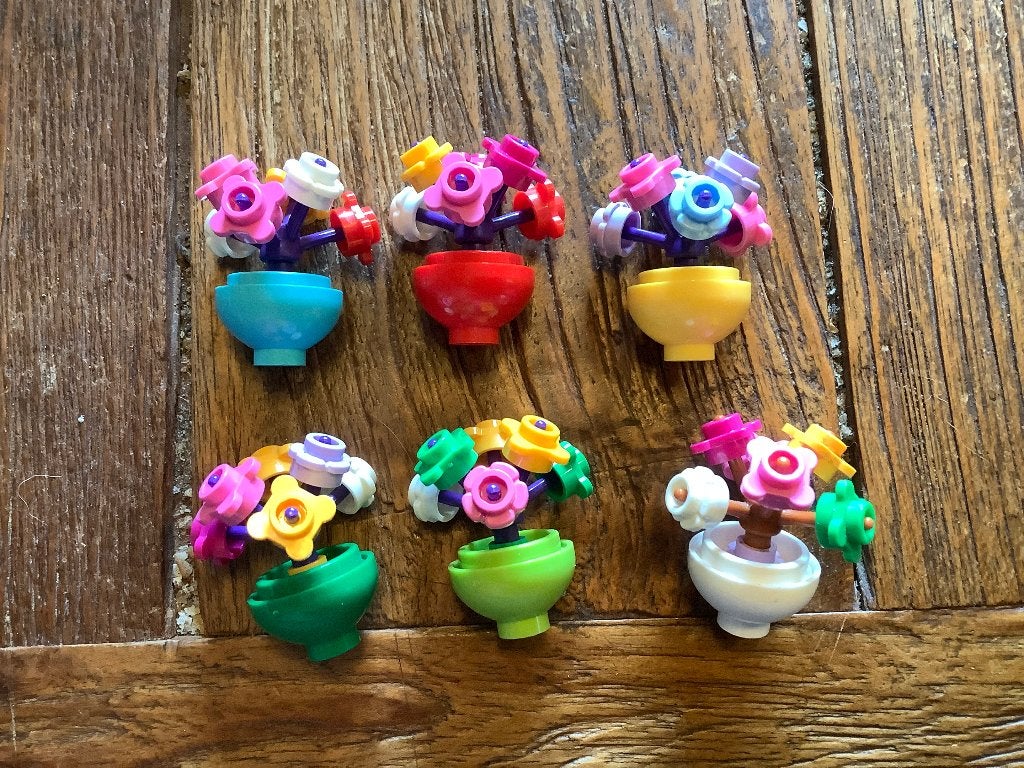 Lego bloempotten met bloemen 6 st / 495-A1, Ophalen of Verzenden, Zo goed als nieuw, Losse stenen, Lego