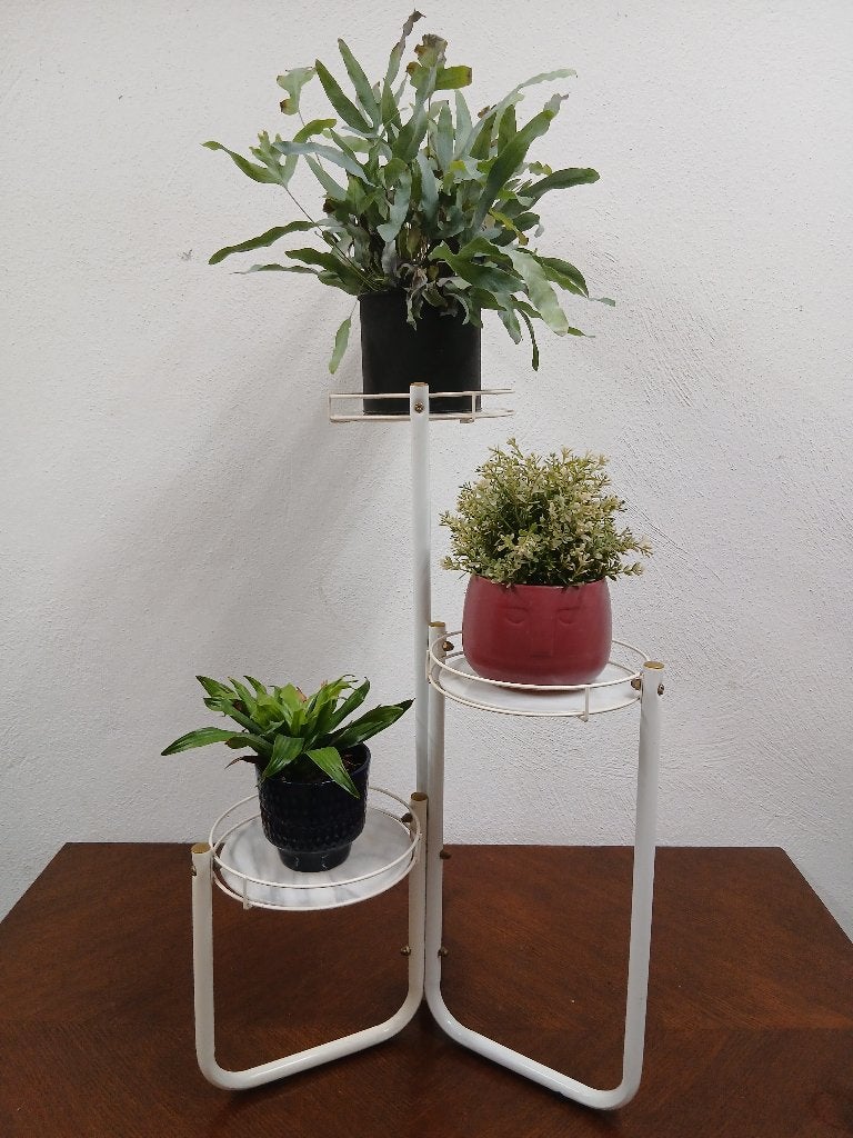 Vintage Hollywood Regency plantenstaander met marmer, Enlèvement ou Envoi