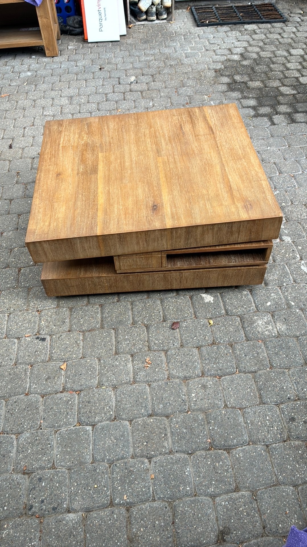 Salontafel op wieltjes, Huis en Inrichting, Ophalen, 50 tot 100 cm, 50 tot 100 cm, Zo goed als nieuw