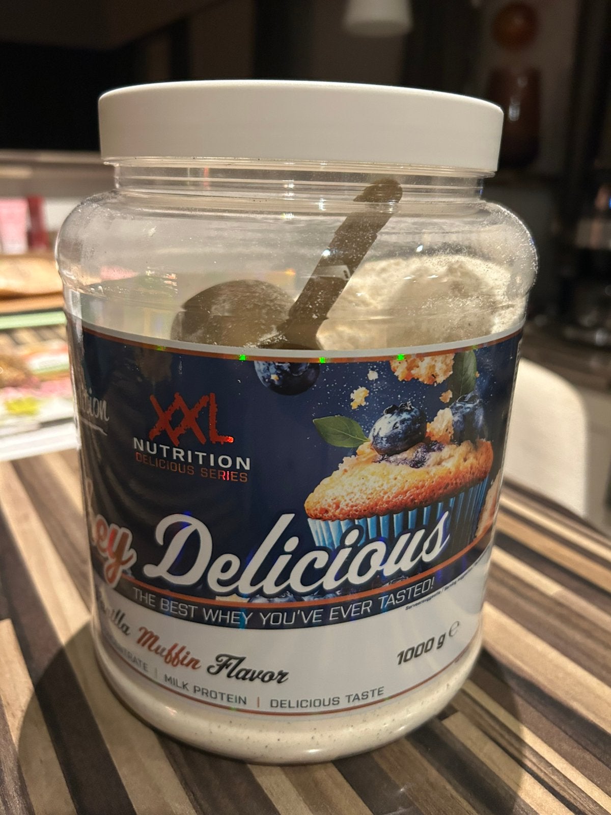 Whey protein blueberry vannille mufin smaak, Ophalen, Zo goed als nieuw, Poeder of Drank