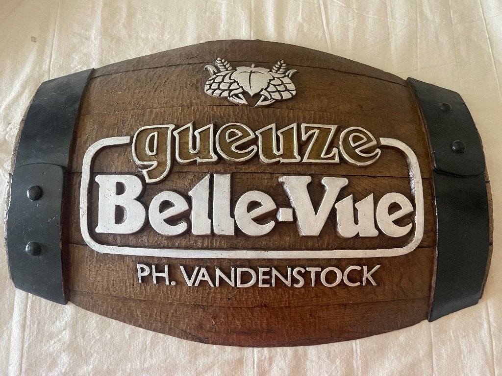 Reclame gueuze belle vue, Ophalen, Gebruikt, Reclamebord, Plaat of Schild