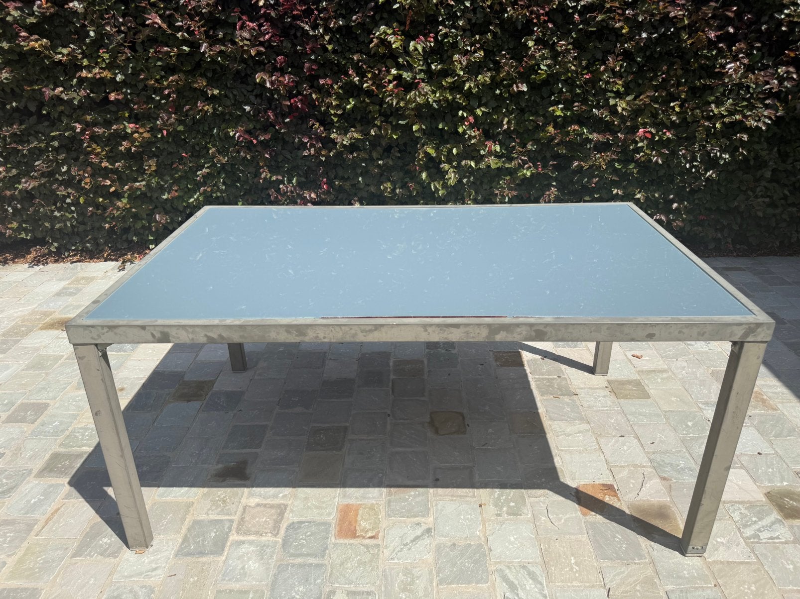 GRATIS tuintafel met glazen tablet, Tuin en Terras, Tuintafels, Ophalen, Gebruikt, Rechthoekig, Overige materialen