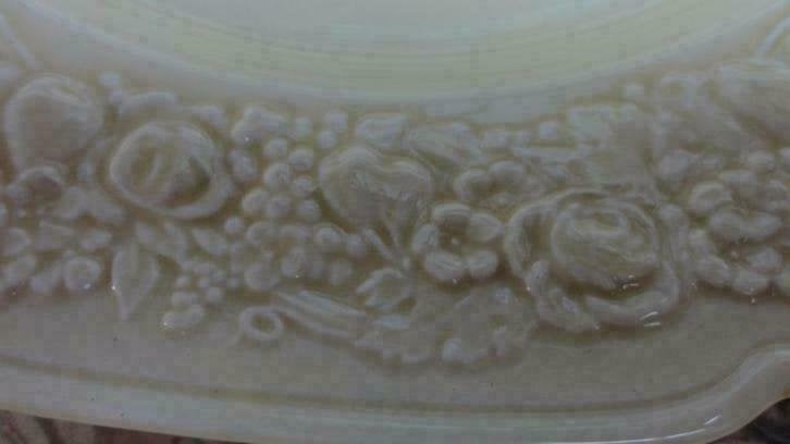 Grote gele Engelse Crown Ducal Florentine schaal, 31 cm, Antiek en Kunst, Ophalen of Verzenden