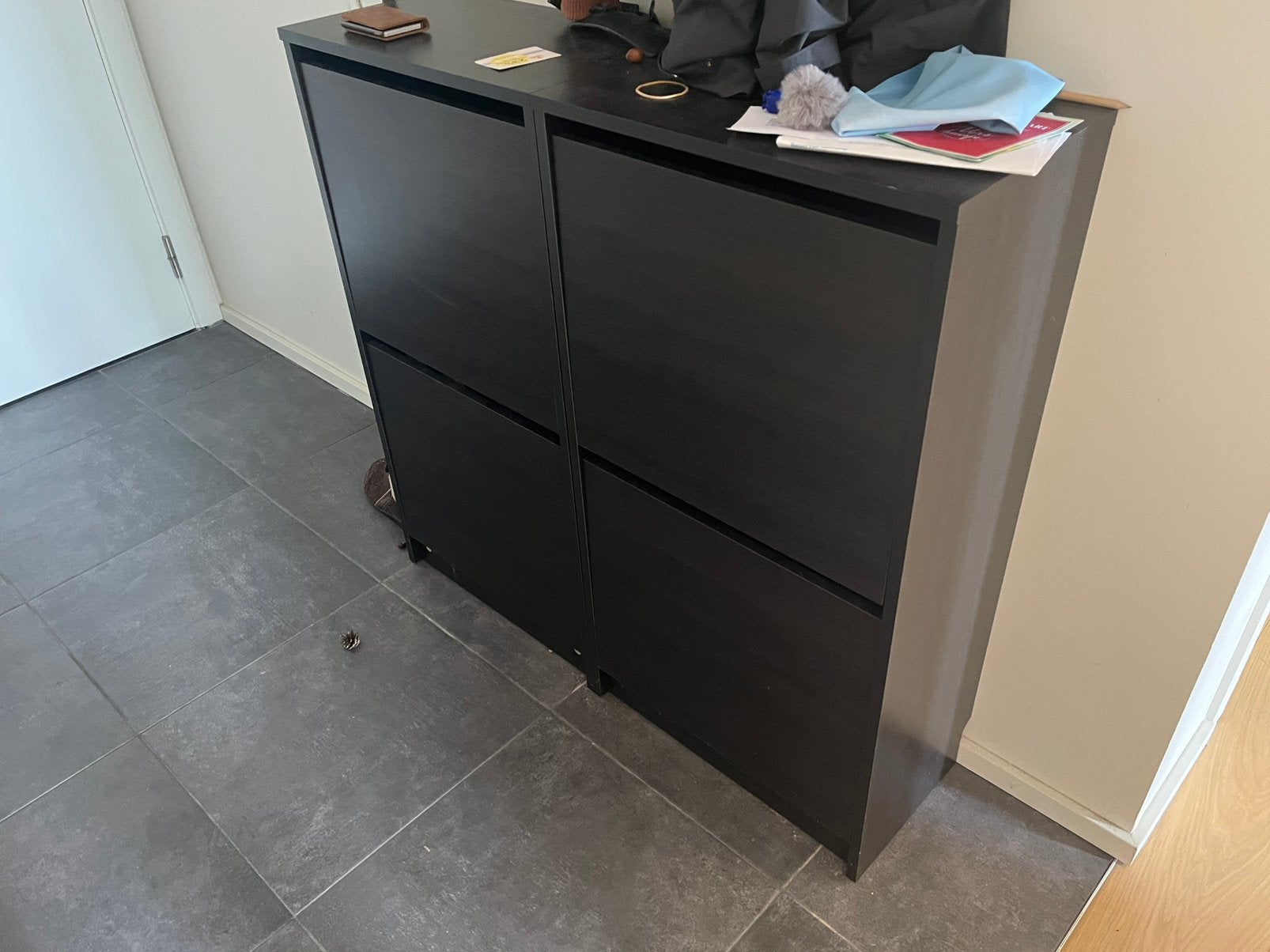 Meuble à chaussures noir Ikea Bissa 2 compartiment 2 àvendre, Maison & Meubles, Enlèvement, Comme neuf