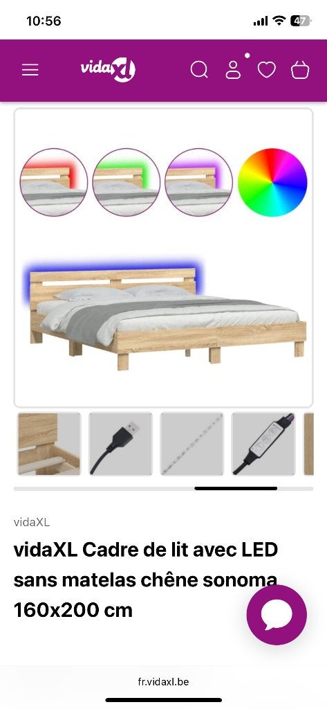Cadre de lit avec tête de lit et lumière LED, Maison & Meubles, Chambre à coucher | Lits, Neuf, Queen size, Beige, Bois