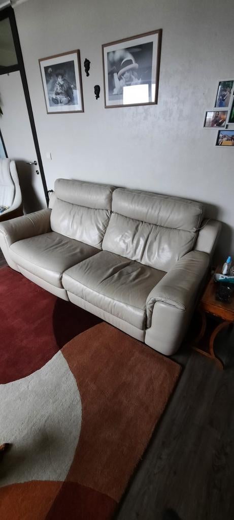 Elektrische beige lederen 3 zit zetel, Ophalen