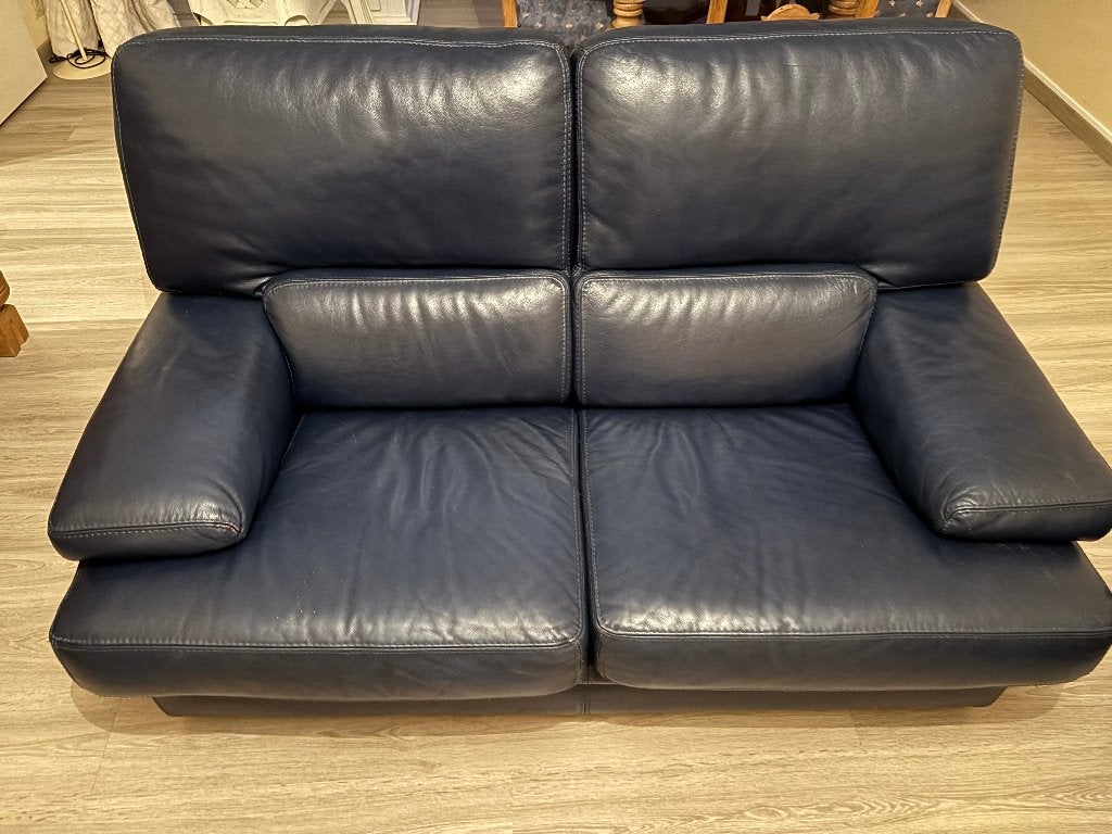 1 bank + 2 bijpassende leren fauteuils, goede staat, Ophalen, Gebruikt, 150 tot 200 cm, Rechte bank
