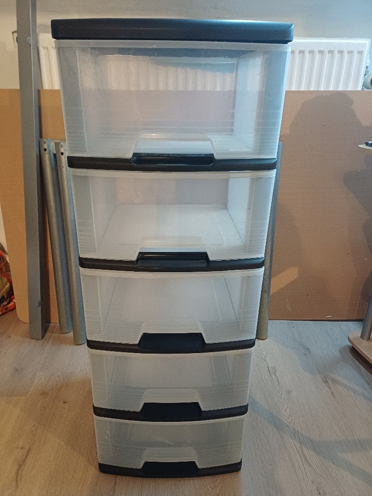 Étagère sans roulette 5 compartiments  bon état, Enlèvement, Utilisé