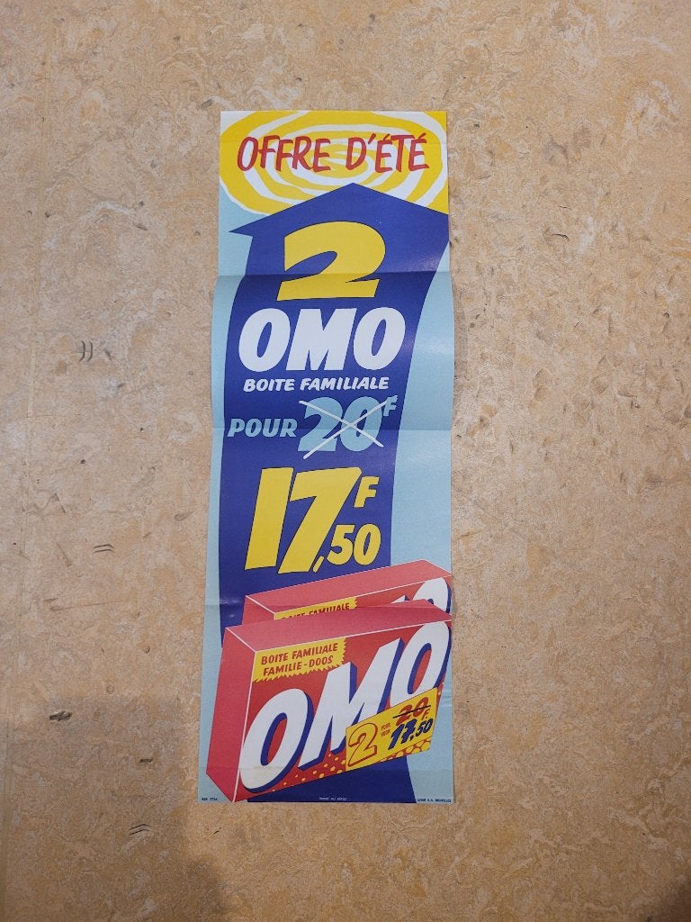 ancienne publicité Delhaize OMO, Enlèvement ou Envoi, Utilisé, Panneau publicitaire