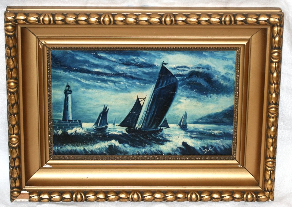 Oude schilderij Olie op Paneel Gesigneerd, Paneel, Ophalen of Verzenden, Gesigneerd, Olieverf