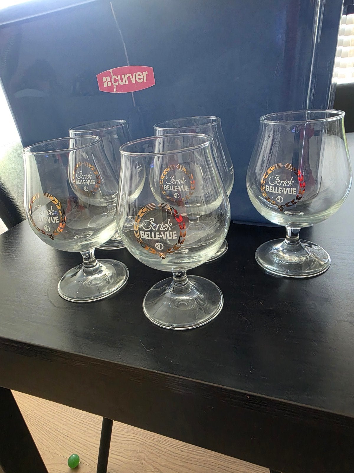 5 kriek bell vue glazen, Ophalen