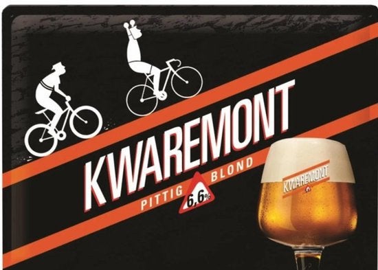 Panneau pub Kwaremont en métal blond - rétro vintage mancave, Collections, Enlèvement ou Envoi, Neuf, Panneau, Plaque ou Plaquette publicitaire