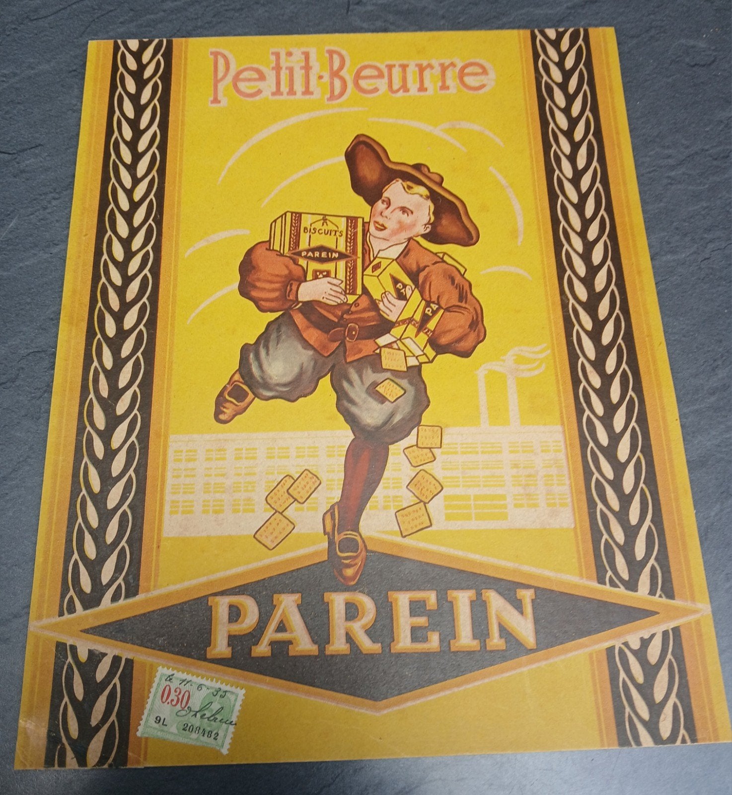 Oud karton reclamebordje parein..1935, Enlèvement