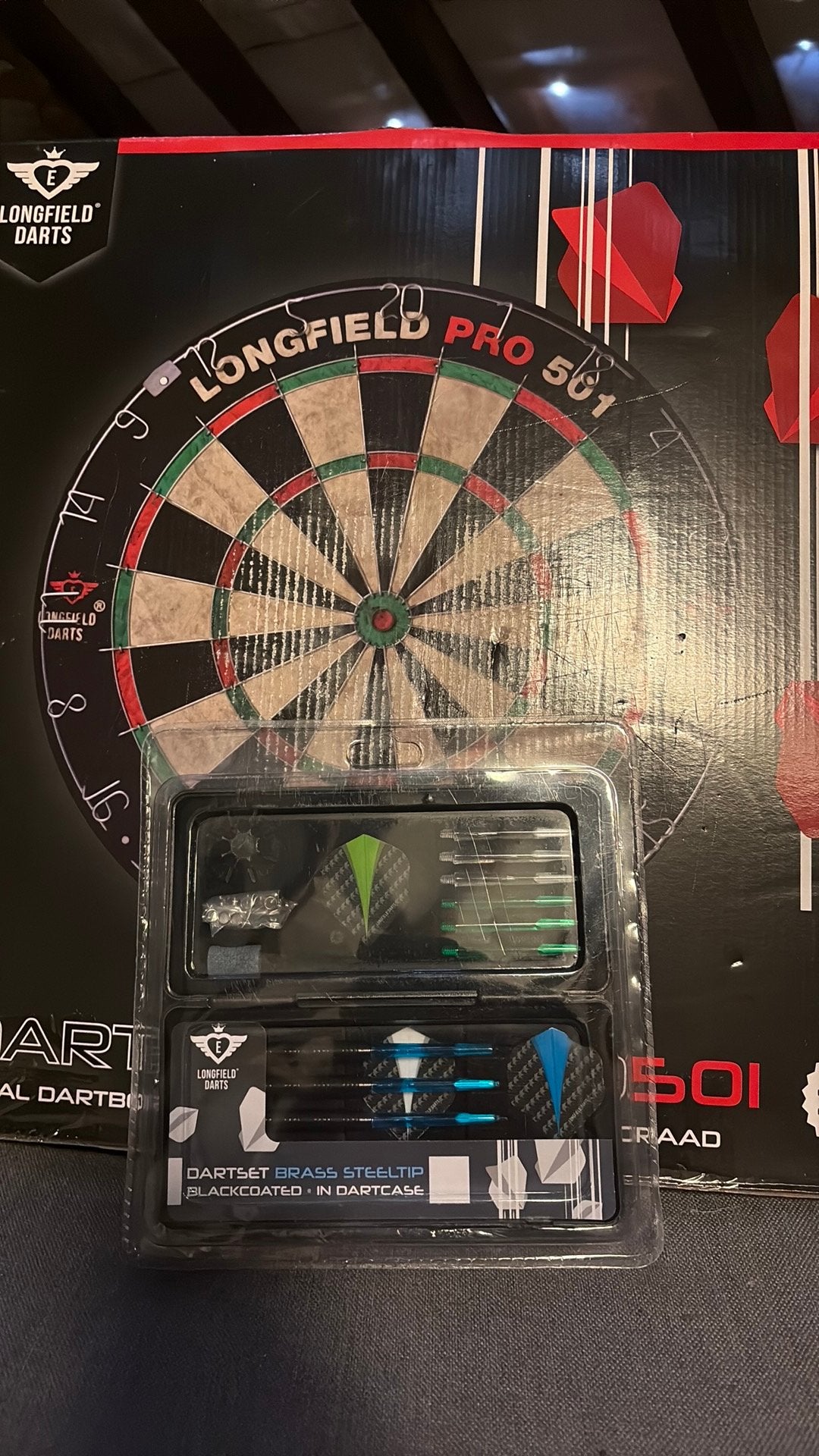 Dartsblok met pijlen NIEUW, Sport en Fitness, Darts, Ophalen, Zo goed als nieuw, Pijlen