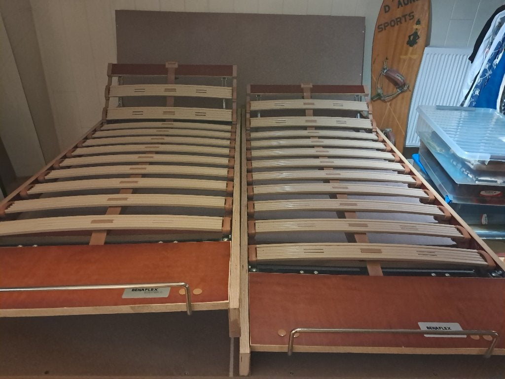 Double sommier lattes Behaflex 80 x 190, Comme neuf, Enlèvement, Sommier, Deux personnes
