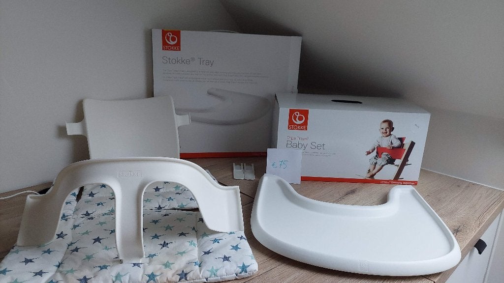 Stokke Tripp Trapp tafelblad, Baby set en kussen, Ophalen, Gebruikt, Afneembaar eetblad