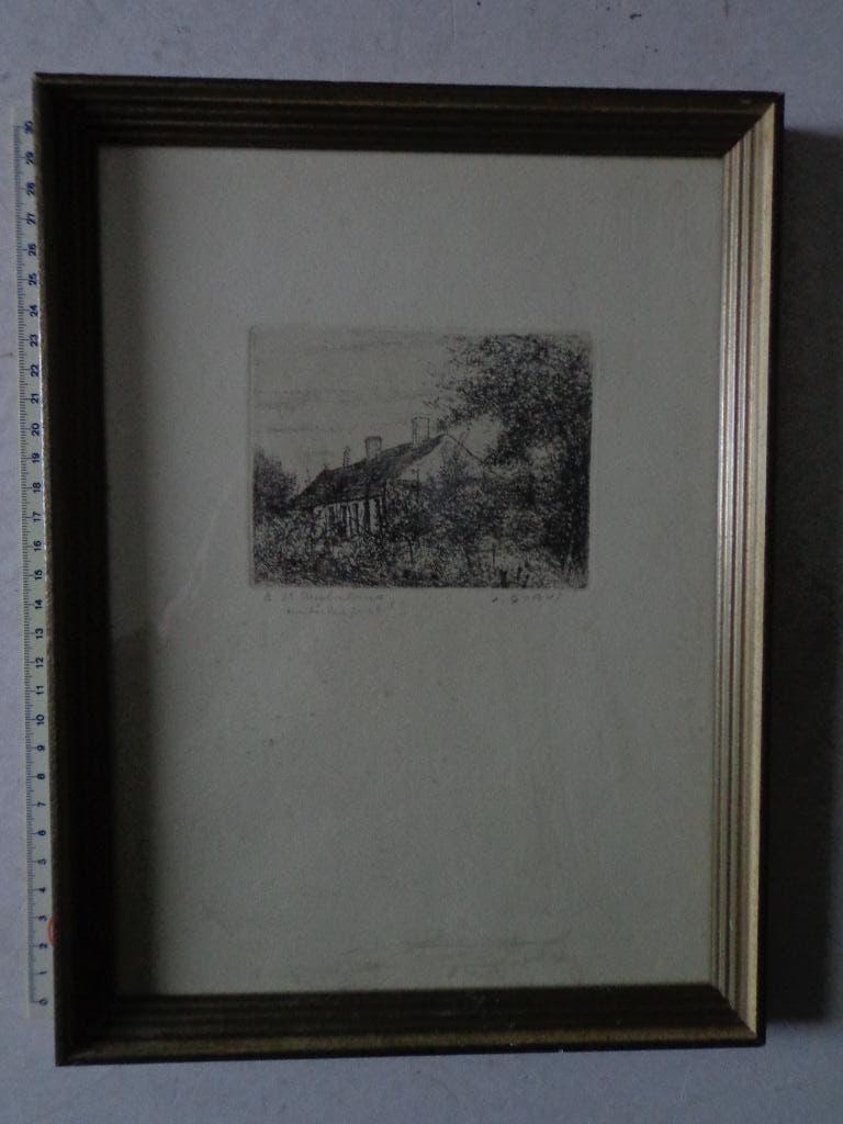 ets van Jaak Gorus Landschap te St. Idesbaldus, Ophalen of Verzenden, Landschap, Ets, Gesigneerd