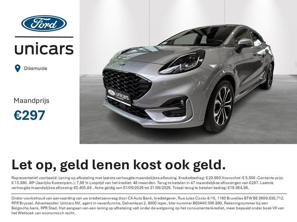 Ford Puma 1.0i Ecoboost mHEV 114kW Aut. ST-Line AUTOMAAT, Auto's, Ford, 155 pk, Bedrijf, 5 zetels, 5 deurs