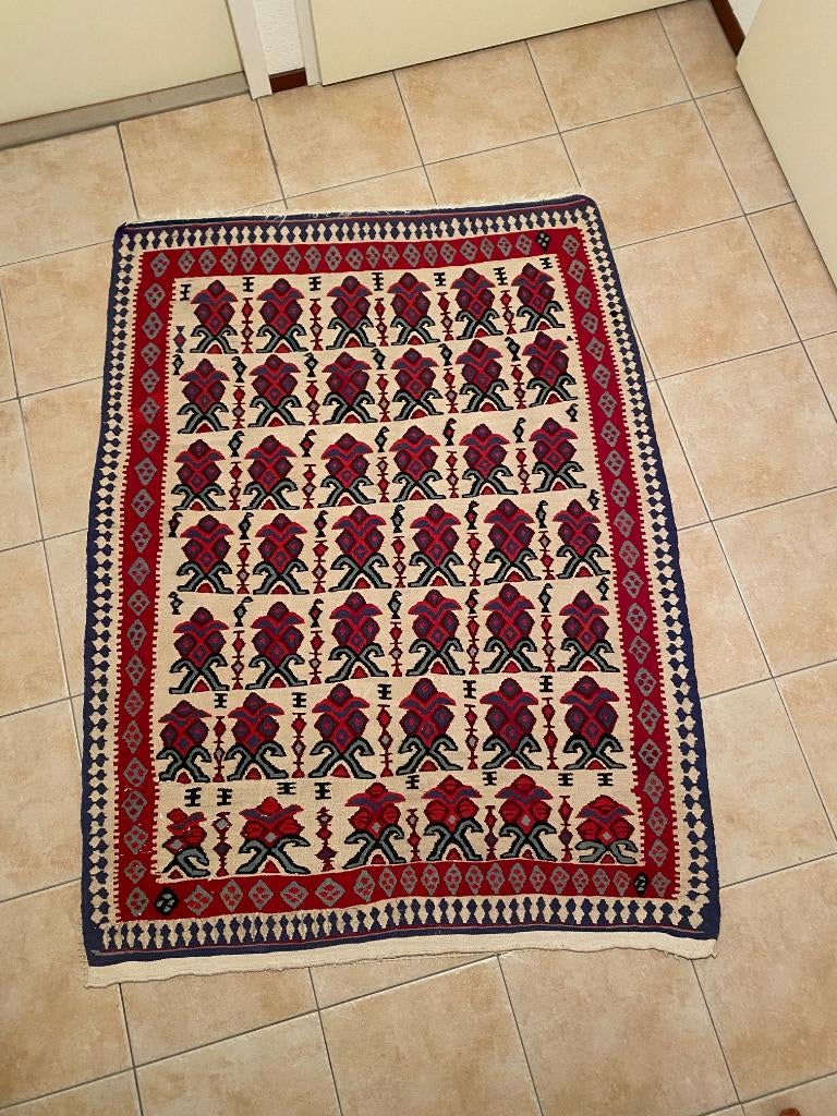 Kilim coloré ancien avec certificat d'authenticité, Enlèvement ou Envoi