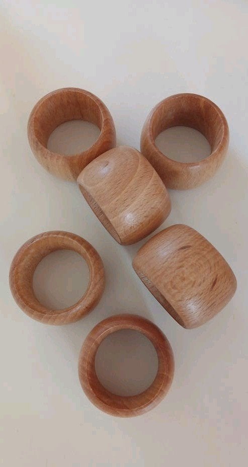 Set van 6 houten servetringen, Ophalen, Zo goed als nieuw, Hout