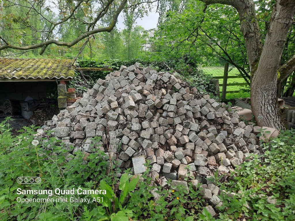 Porfier kasseien 9x9 cm, Tuin en Terras, Tegels en Klinkers, Ophalen, Overige typen, Zo goed als nieuw, Natuursteen