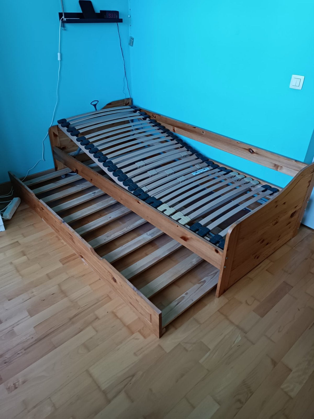 1 persoonsbed met verstelbare lattenbodem en schuiflade, Huis en Inrichting, Slaapkamer | Bedden, Ophalen, 90 cm, Eenpersoons