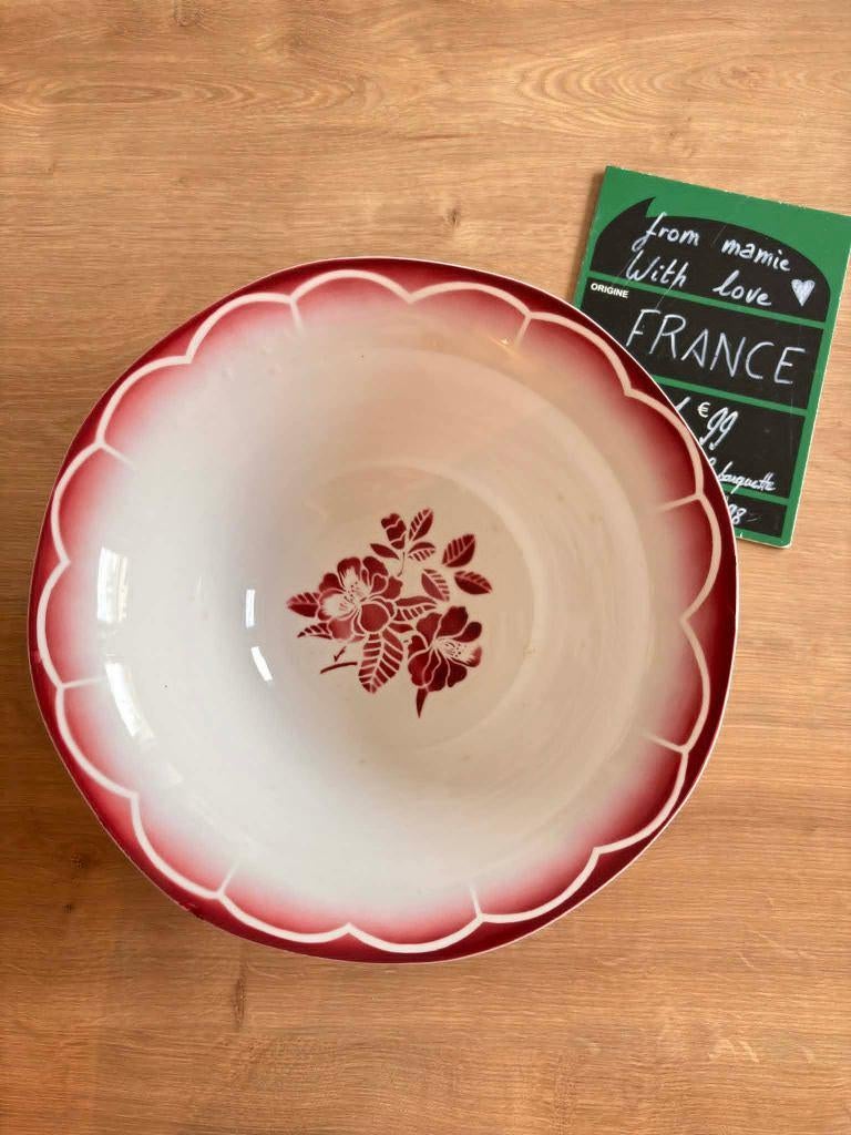 saladier vintage Marsac Digoin Sarreguemines H11 D29cm, Maison & Meubles, Enlèvement ou Envoi, Céramique, Utilisé, Autres styles