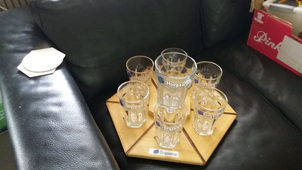hoegaarden plateau bierschotel 7 glazen, Ophalen