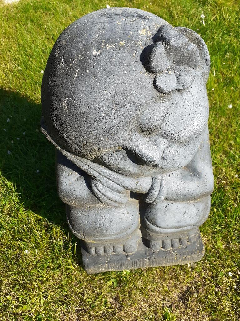 MOINE SHAOLIN ENDORMI EN PIERRE PATINEE, Enlèvement, Utilisé, Autres matériaux, Bouddha