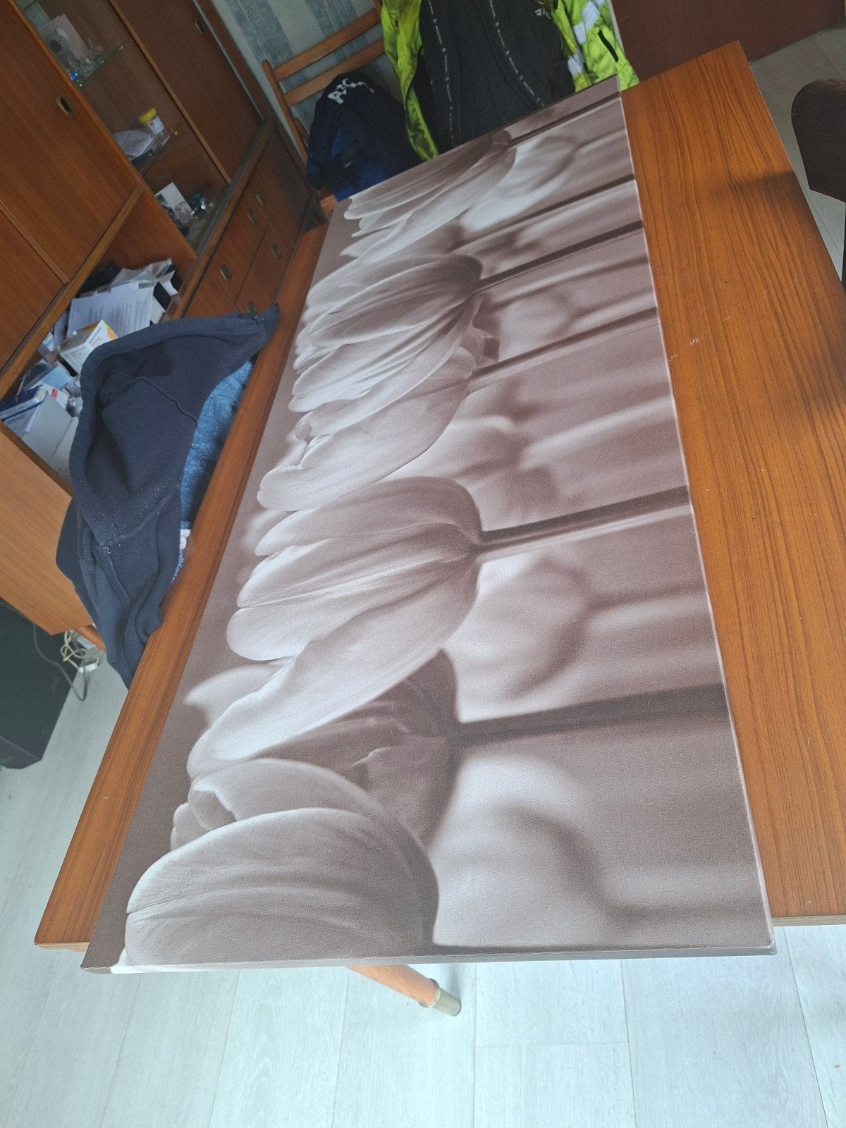 panoramisch canvas van witte tulpen, Ophalen