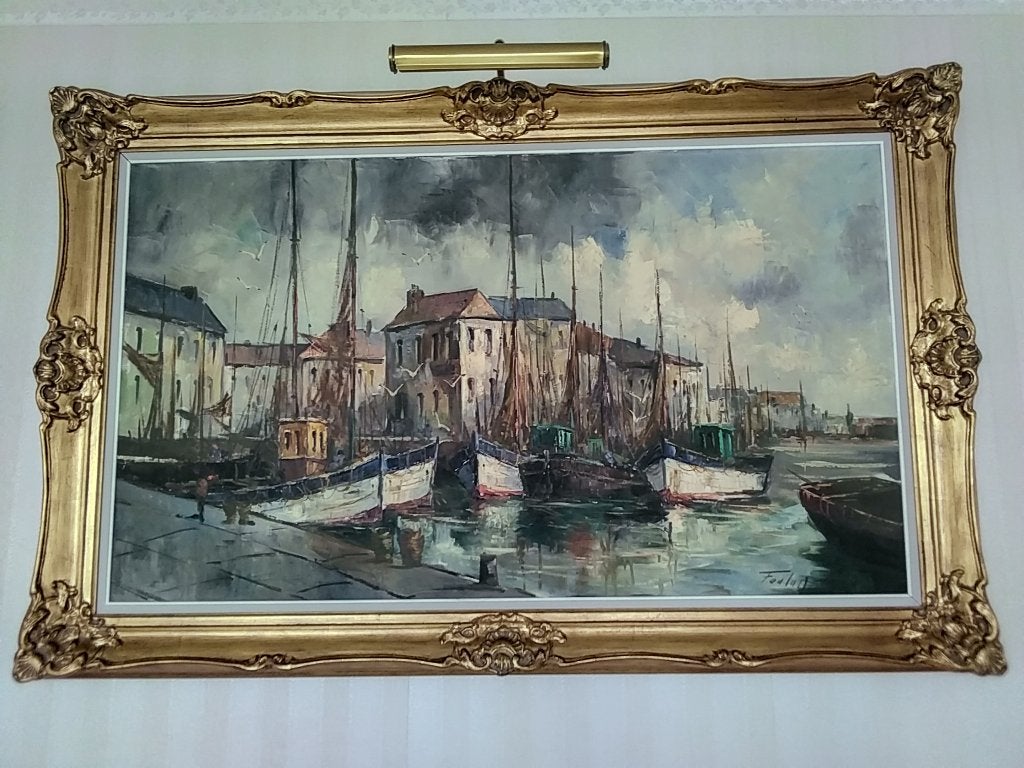 antiek en kunst, Antiek en Kunst, Ophalen, Maritiem / water, Doek, Gesigneerd