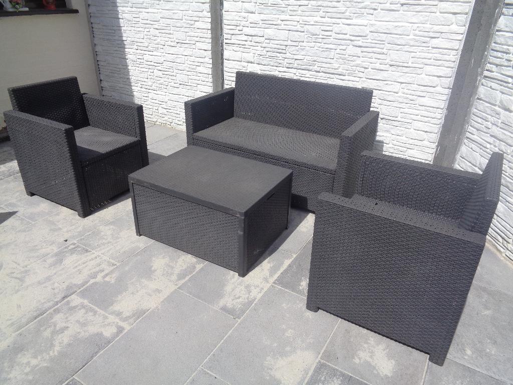 Tuinset Alibert voor 4 personen, Ophalen, 4 zitplaatsen, Kunststof, Gebruikt