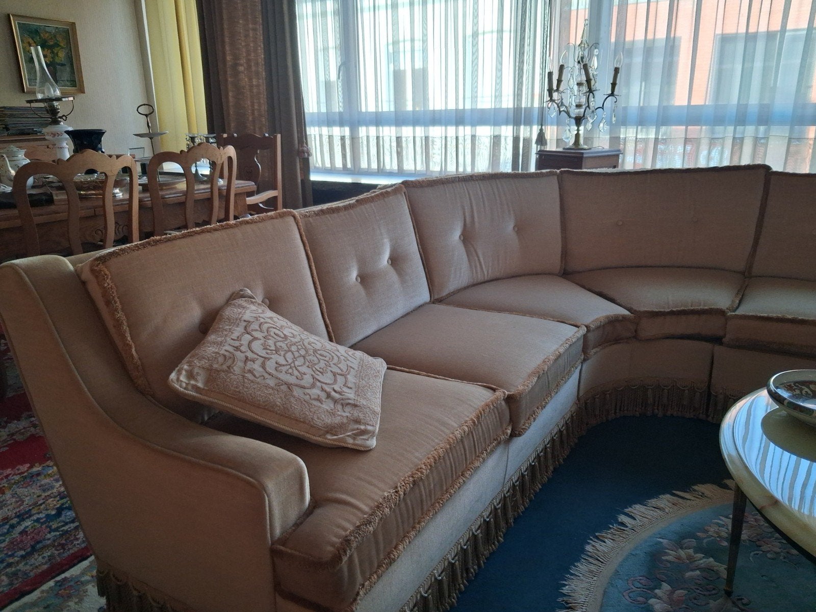 hoeksalon in korte velours, Huis en Inrichting, Ophalen, Zo goed als nieuw
