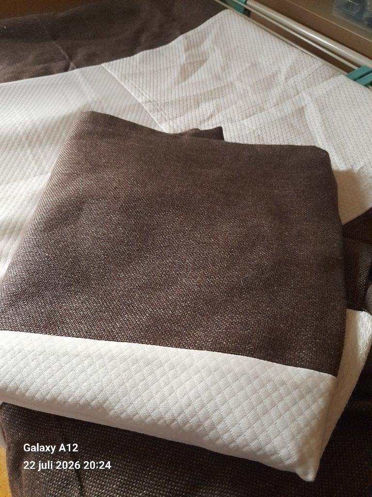 Hoes 1 pers boxspring, Huis en Inrichting, Gebruikt, Eenpersoons, Bruin, Ophalen of Verzenden