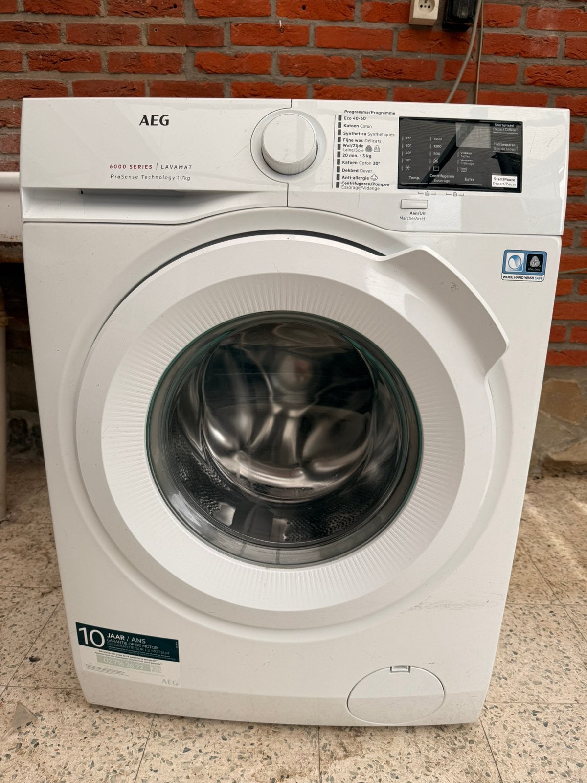 Wasmachine AEG 7 kg, Ophalen, Gebruikt, 1200 tot 1600 toeren, 6 tot 8 kg