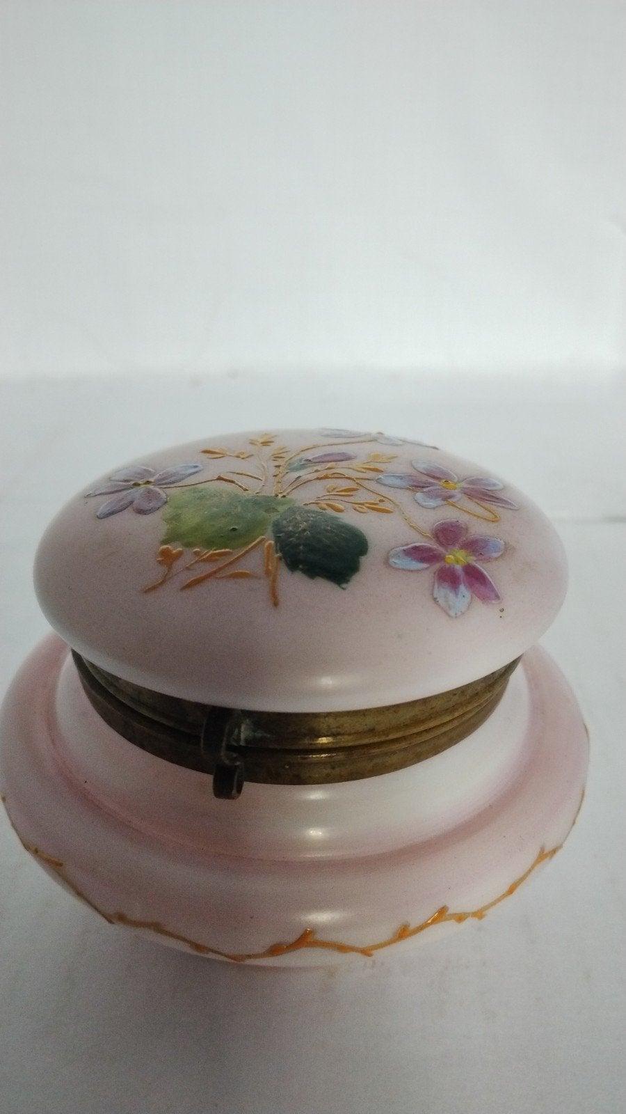 opaline roze juwelendoos of poederdoos antiek, Ophalen of Verzenden