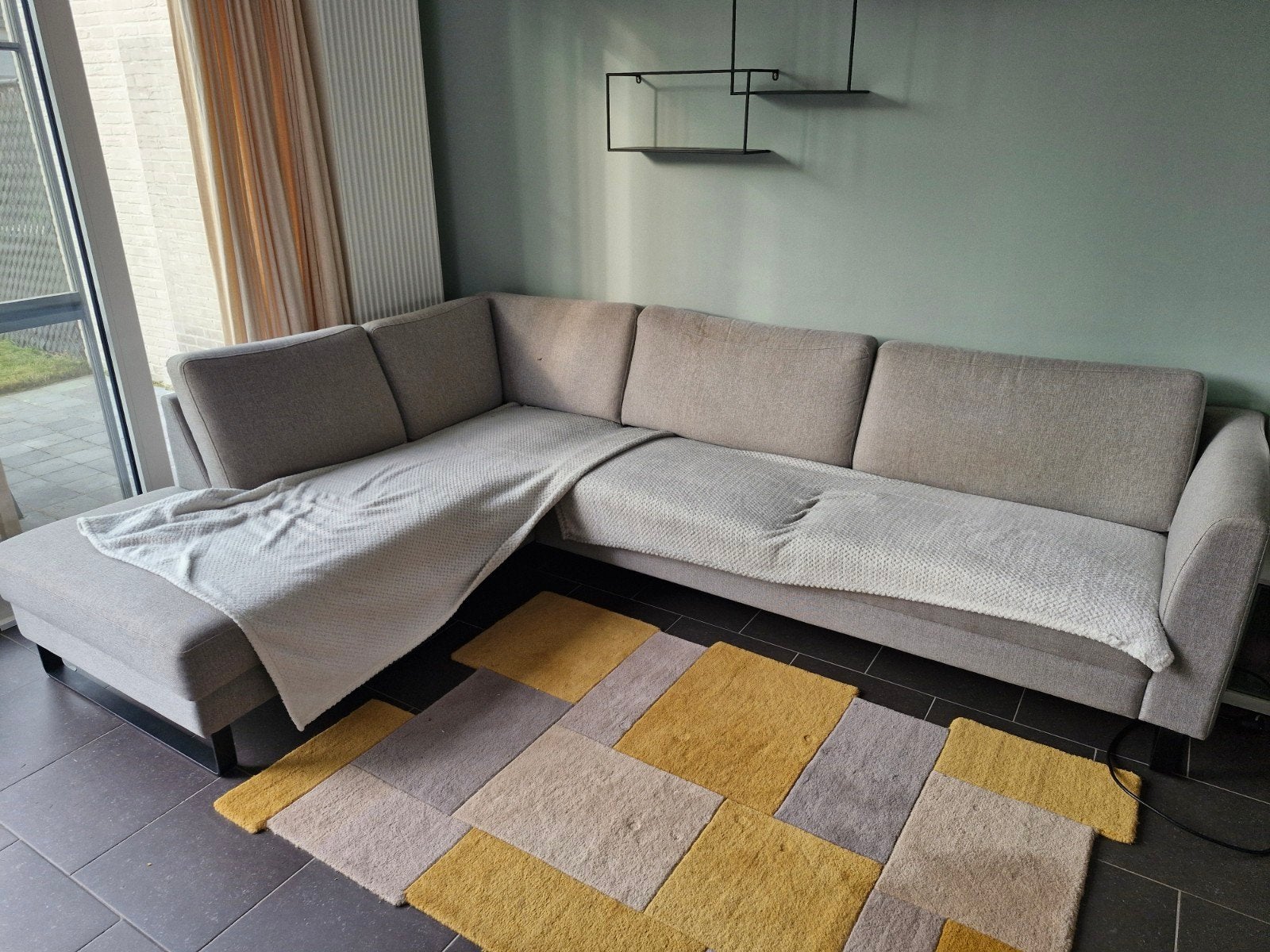 zetel grijs hoeksalon, Huis en Inrichting, Ophalen, Gebruikt