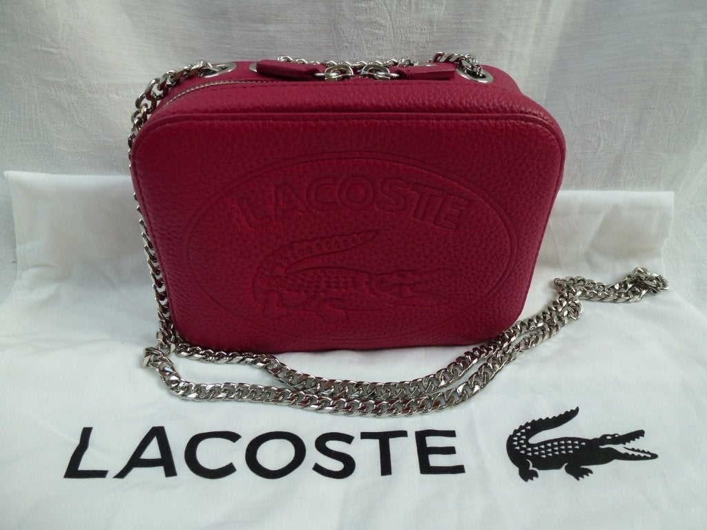 Lacoste Croco Crew schoudertas dames frambozenrood, Ophalen of Verzenden, Nieuw, Rood, Handtas