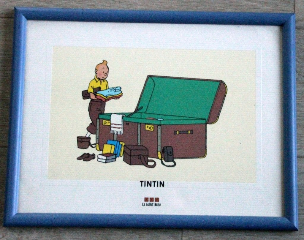 Cadre litho 1996 Lotus bleu Tintin Hergé Kuifje Haddock, Collections, Enlèvement ou Envoi, Tintin, Comme neuf