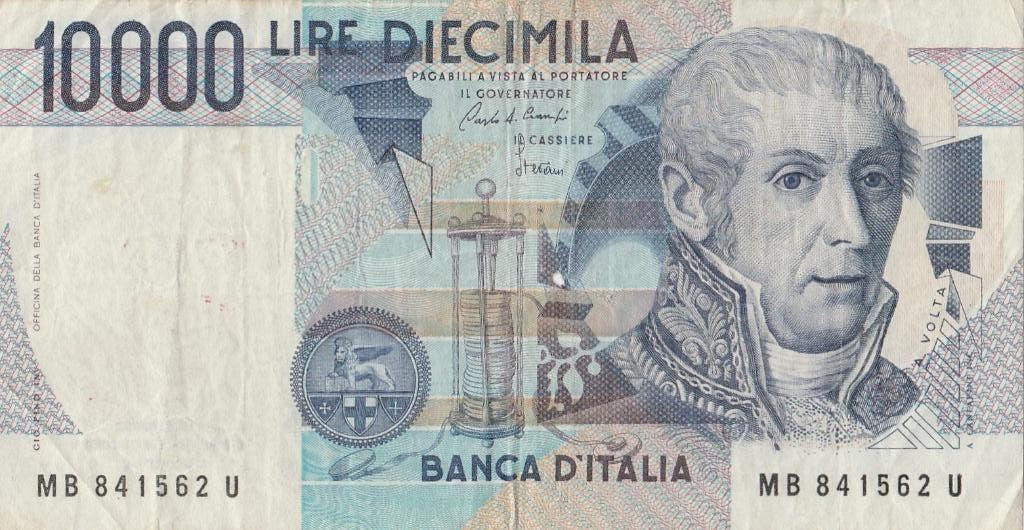 Le billet de 10 000 lires datant de 1984 en Italie, Enlèvement ou Envoi, Italie