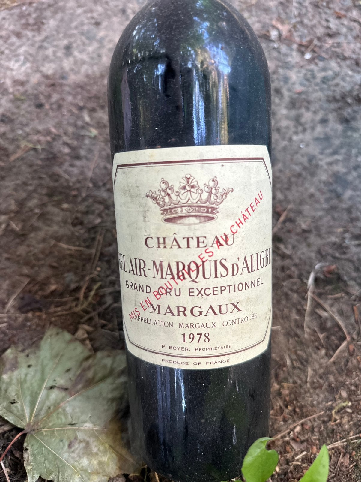 Château Bel Air-Marquis d'Aligre 1978,  appellation Margaux, Enlèvement, Comme neuf