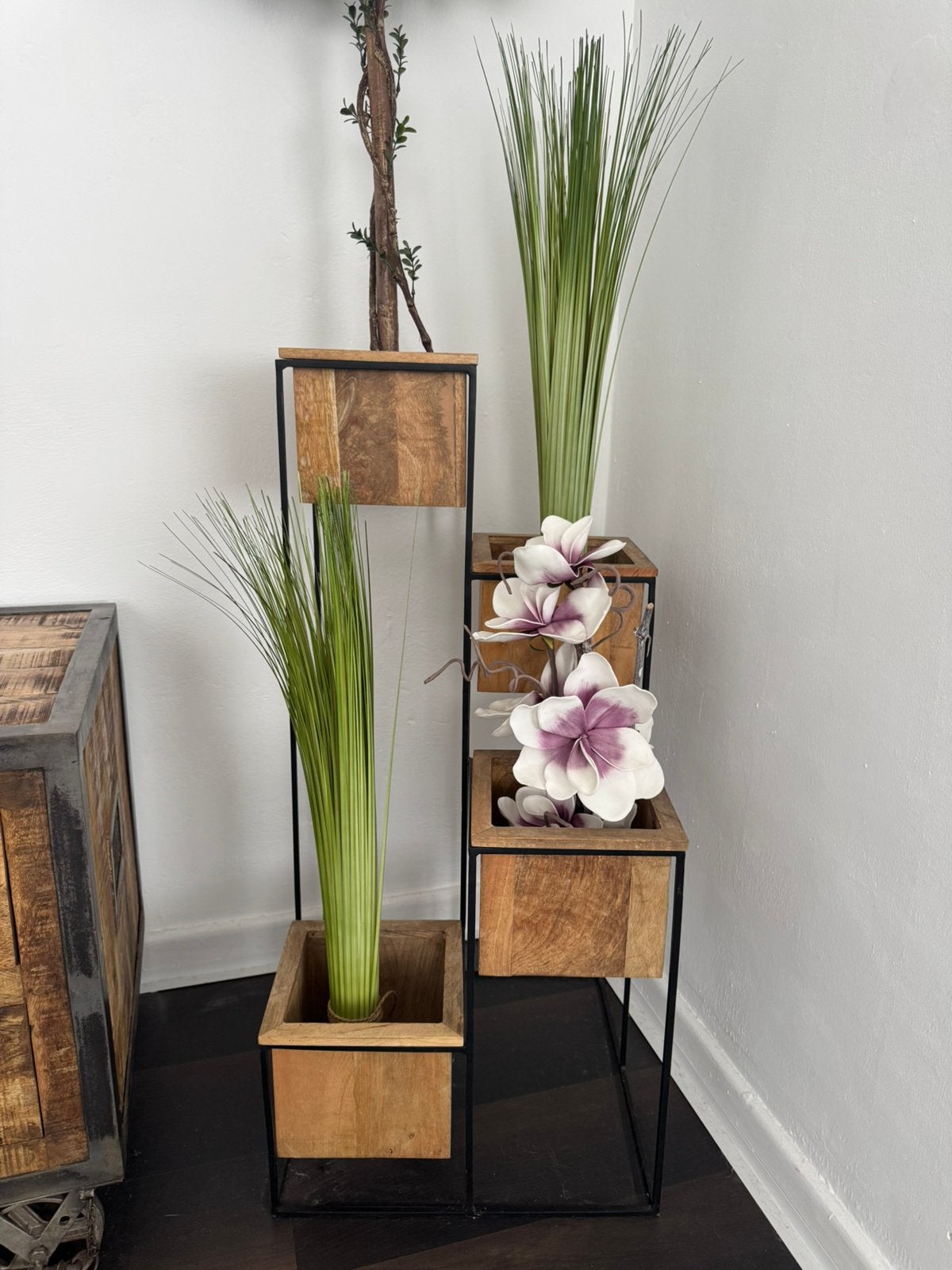 Bac 4 plantes. Cache pot. Design. Bois et metal., Jardin & Terrasse, Enlèvement ou Envoi
