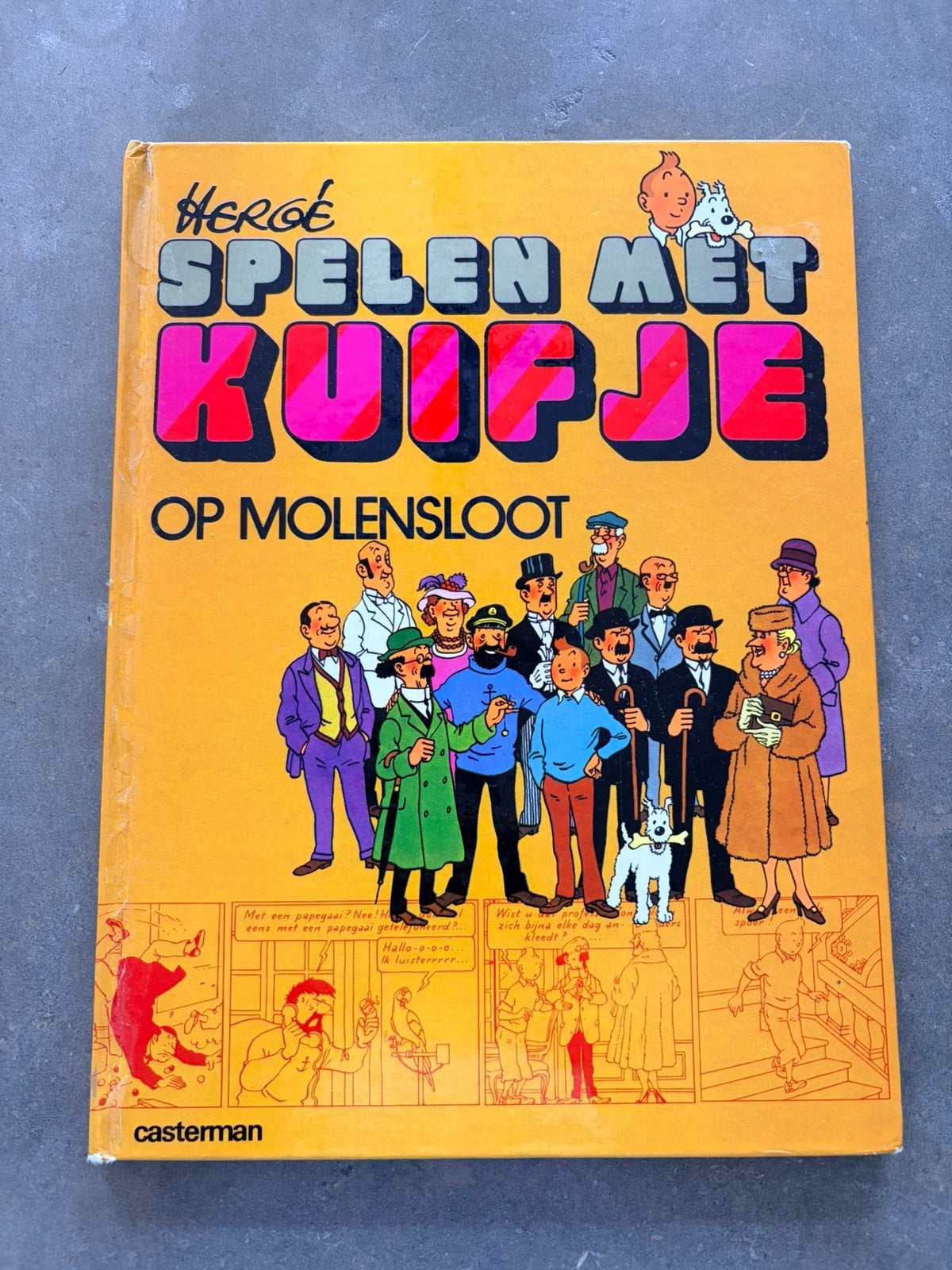 Hergé Spelen met Kuifje op Molensloot, Boeken, Gelezen, Eén stripboek, Ophalen of Verzenden, Hergé